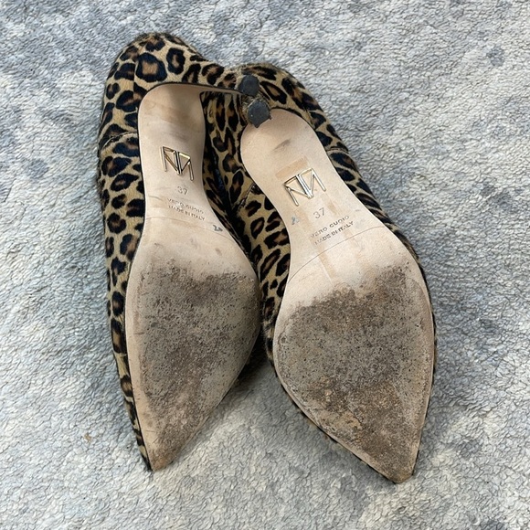 Tamara Mellon League Leopard Animal Print Pointed Toe Booties Heels Sz 37 - Picture 10 of 14